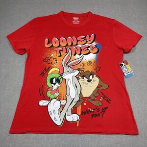 Looney Tunes Shirt Mens 2X XXL Red What's Up Doc Marvin Bugs Taz DoubleSided NEW